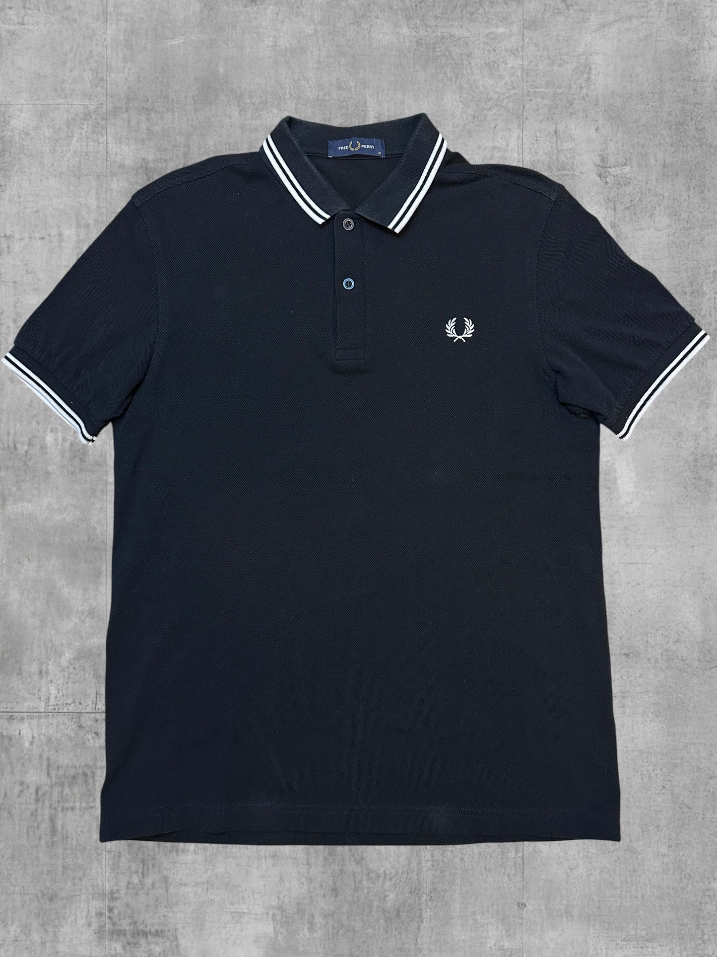 Fred Perry Polo Shirt Schwarz Weiß M