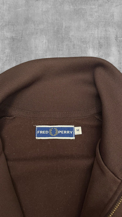 Fred Perry Trainingsjacke Taped Zip Jacke Braun Schwarz Türkis M
