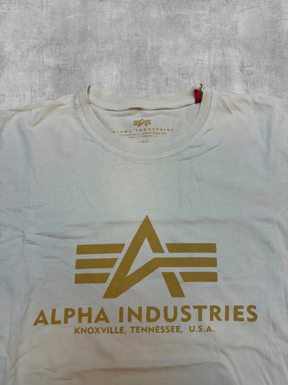 Alpha Industries T-Shirt Weiß Gold XS