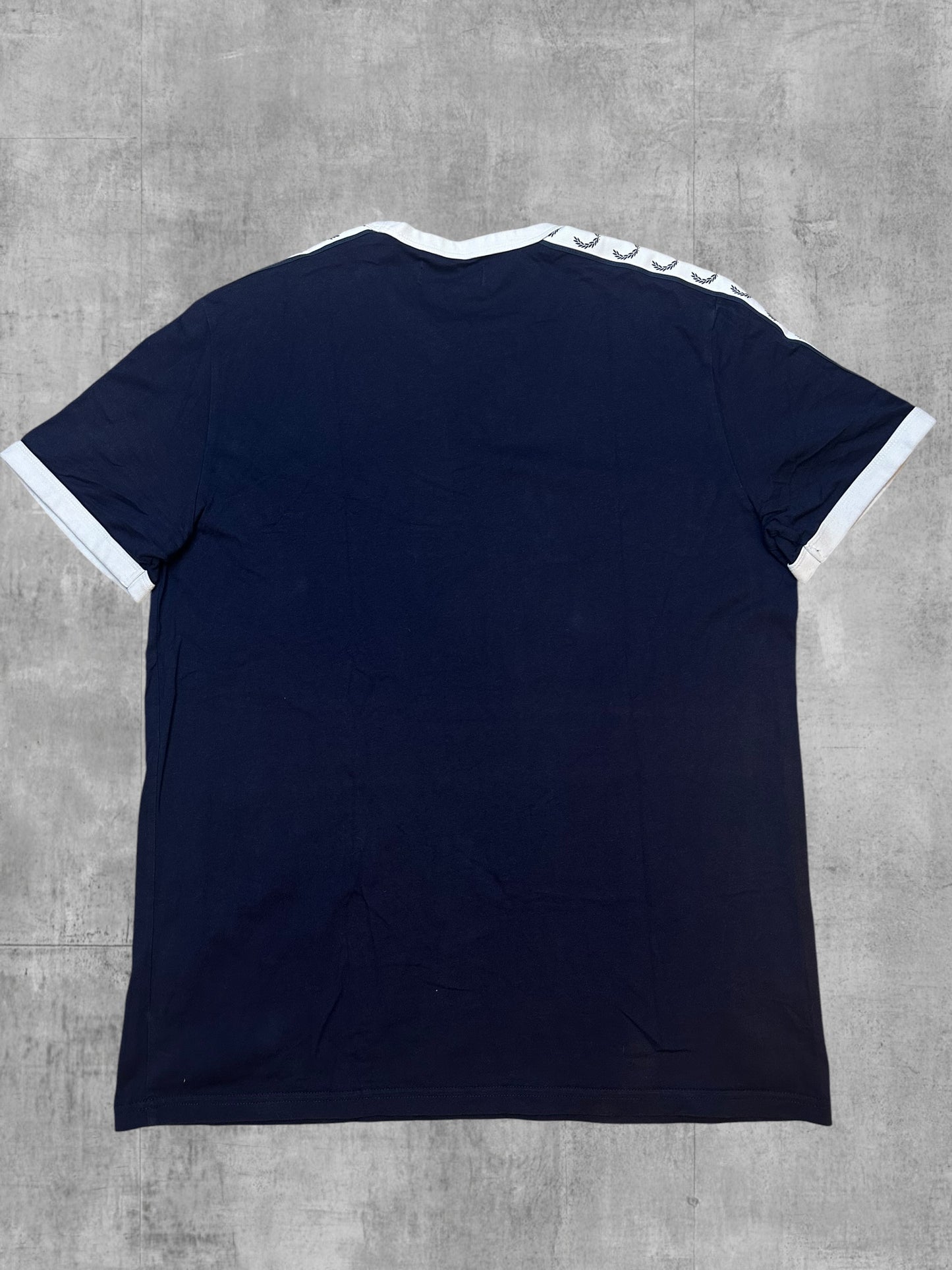 Fred Perry T-Shirt Taped Navy Blau Weiß L