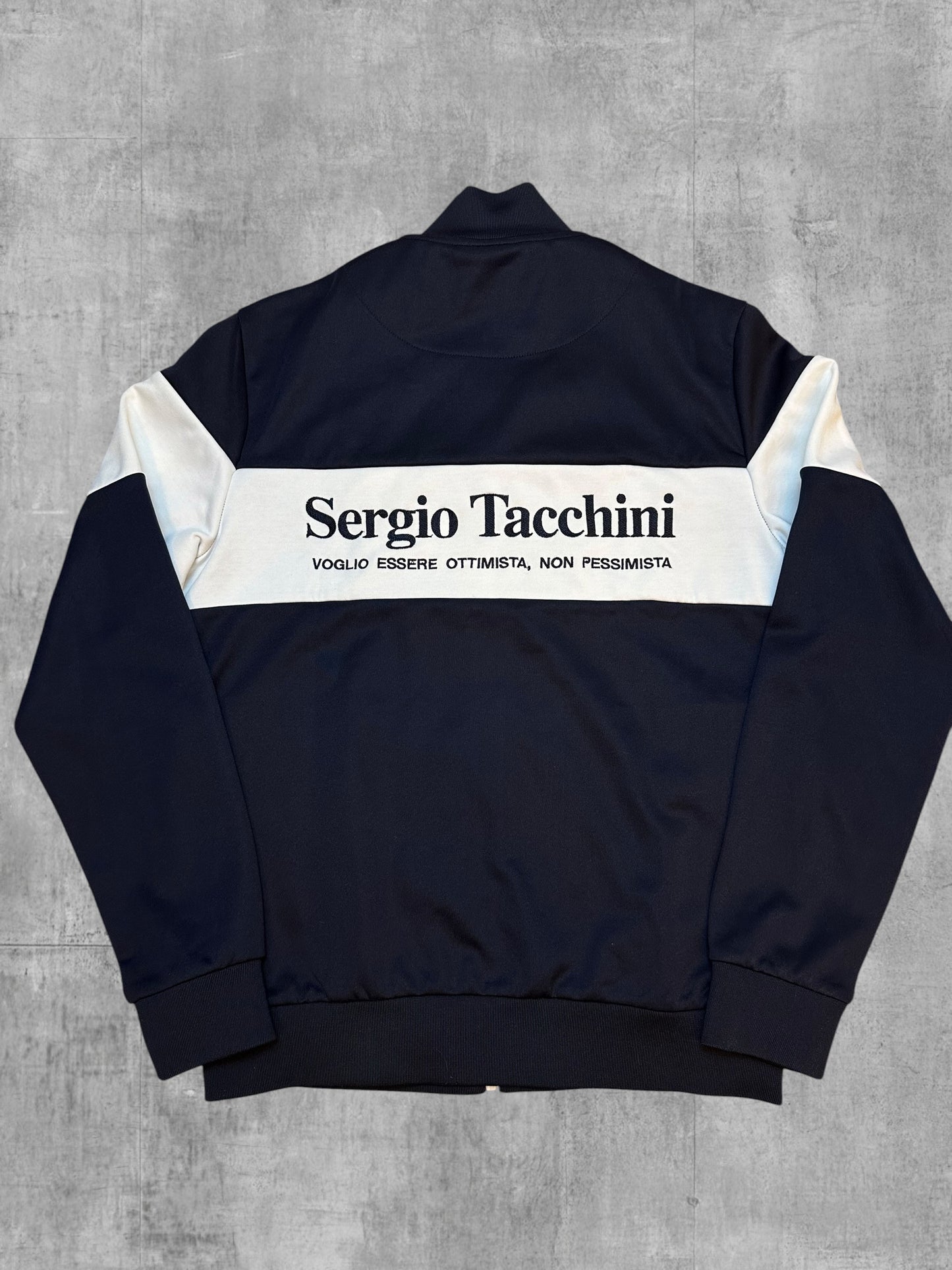 Sergio Tacchini Trainingsjacke Schwarzblau Weiß Backprint M