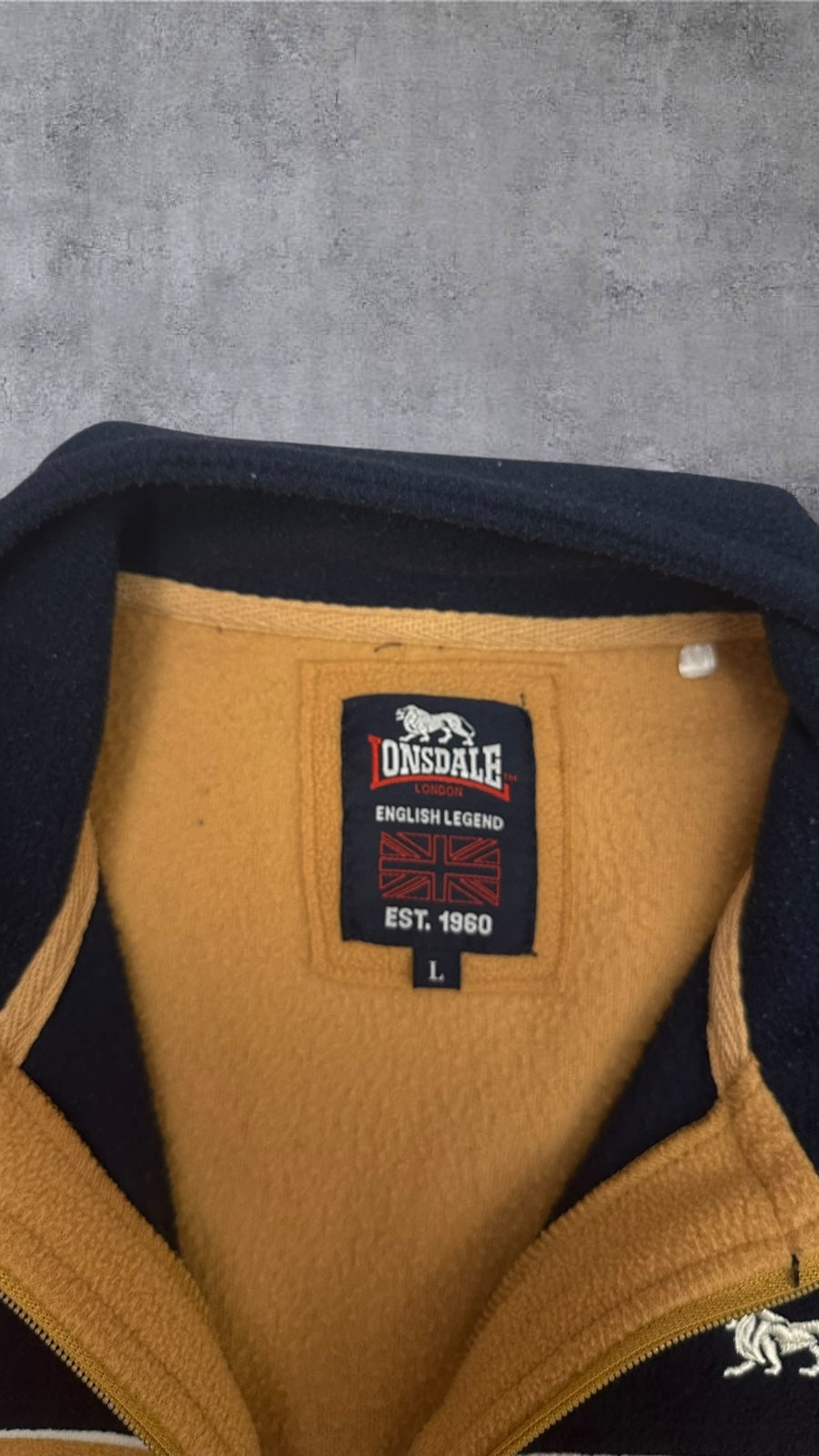 Londsdale London Fleece Jacke Navy Blau Ocker L