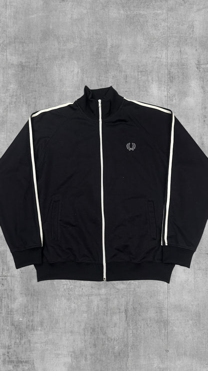 Fred Perry Vintage Trainingsjacke Taped Schwarz Weiß L