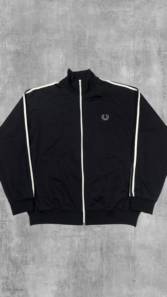 Fred Perry Vintage Trainingsjacke Taped Schwarz Weiß L