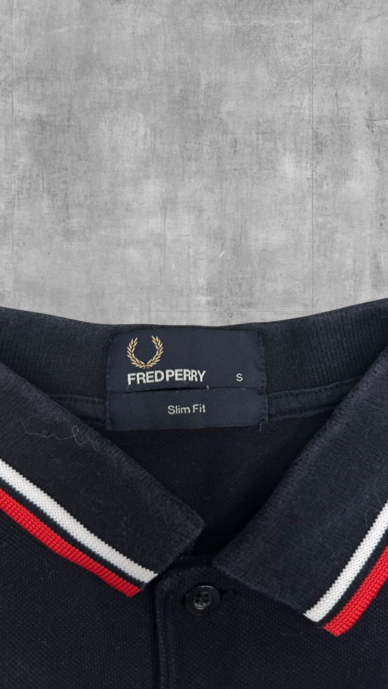 Fred Perry Polo Shirt Schwarz Rot Weiß S Slim Fit