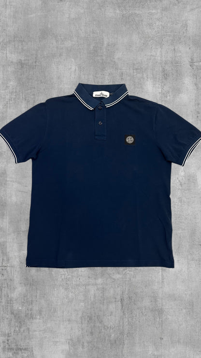 Stone Island Polo Shirt Navy Blau Weiß L Slim Fit