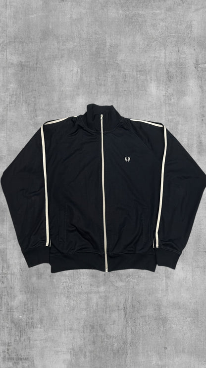 Fred Perry Trainingsjacke Taped Zip Jacke Schwarz/Navy Blau Weiß L