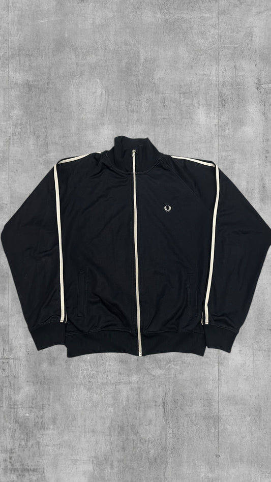 Fred Perry Trainingsjacke Taped Zip Jacke Schwarz/Navy Blau Weiß L