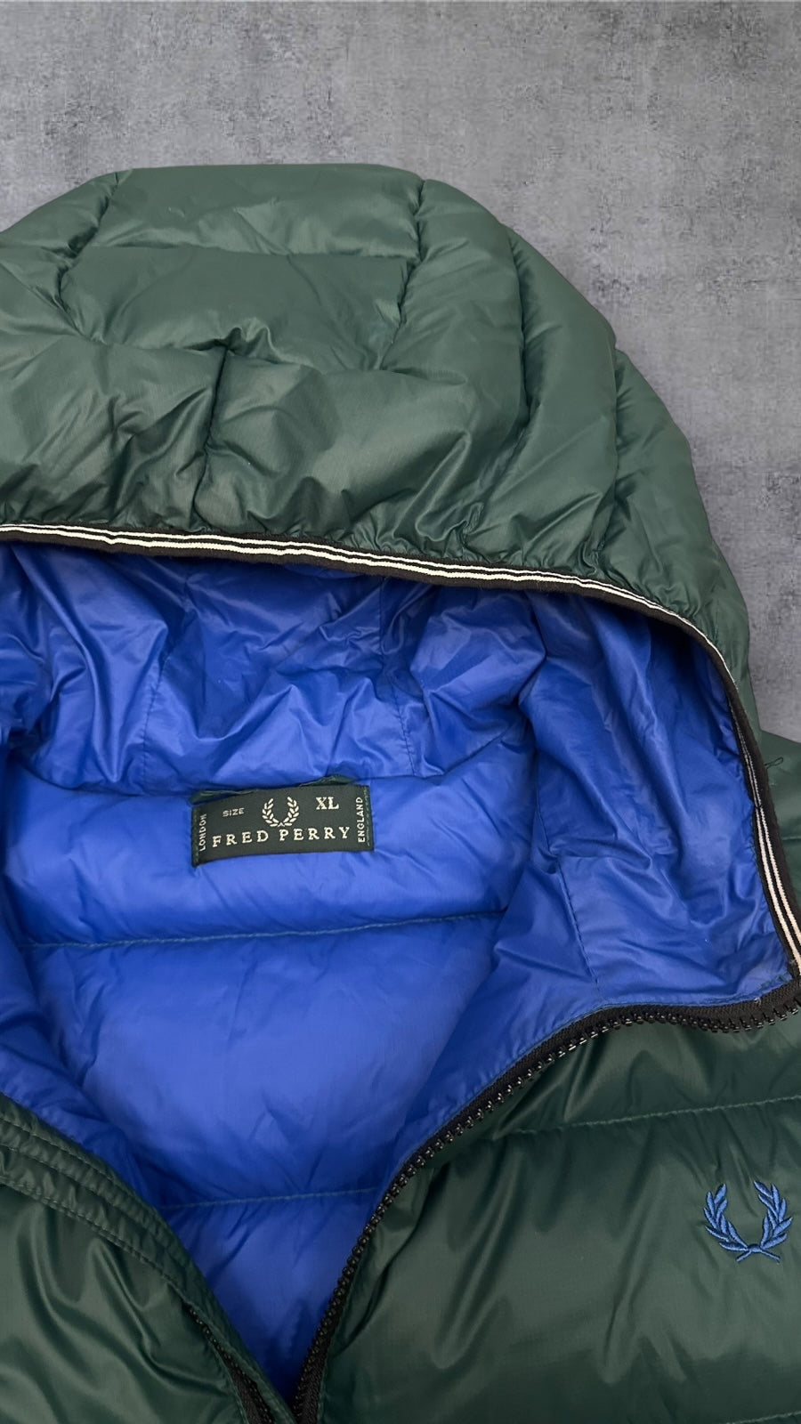 Fred Perry Pufferjacke Daunenjacke Dunkelgrün XL