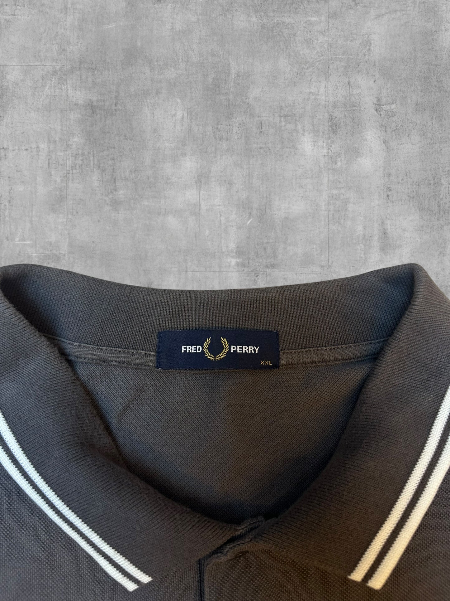 Fred Perry Polo Shirt Dunkelgrau Weiß XXL