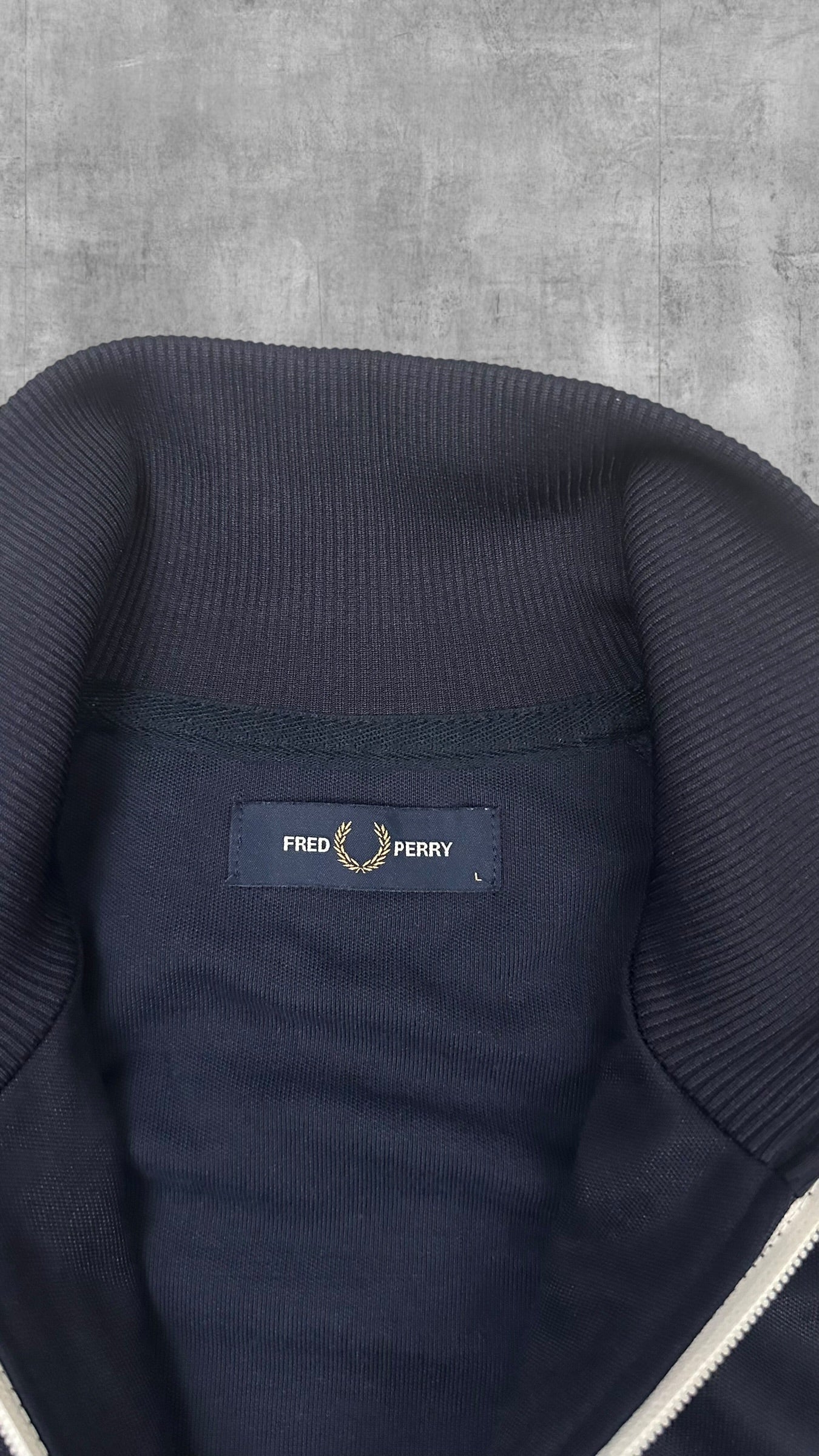 Fred Perry Trainingsjacke Taped Schwarzblau Weiß L