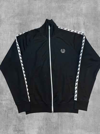Fred Perry Vintage Trainingsjacke Taped Schwarz Weiß S