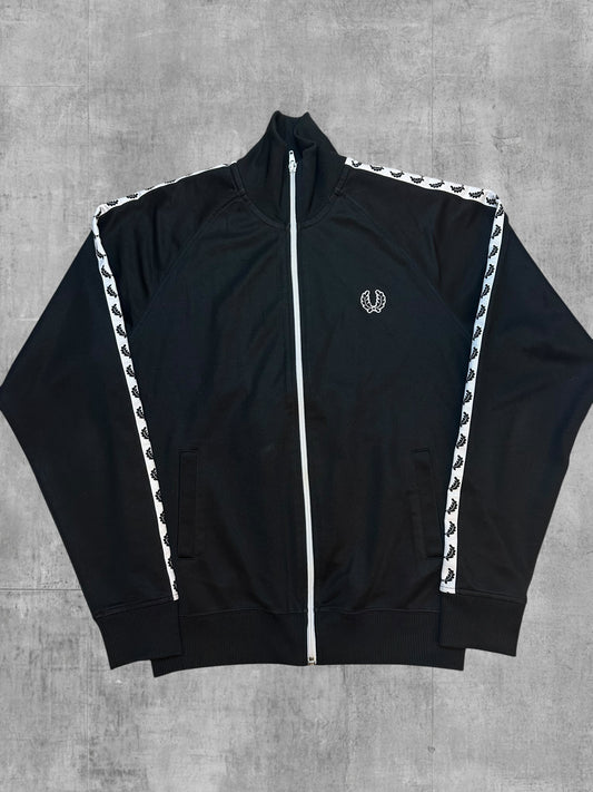 Fred Perry Vintage Trainingsjacke Taped Schwarz Weiß S