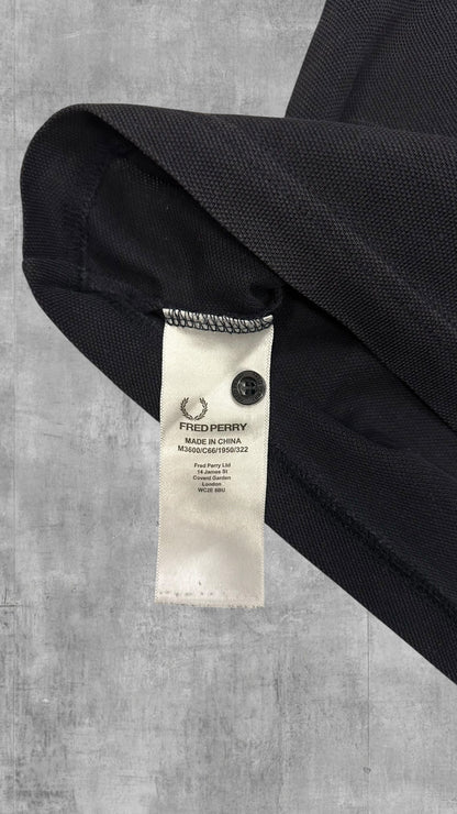 Fred Perry Polo Shirt Schwarz Weinrot S Slim Fit