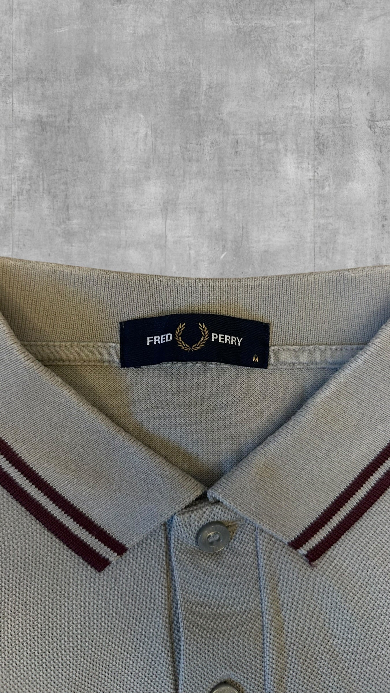 Fred Perry Polo Hemd Shirt Grau Beige M