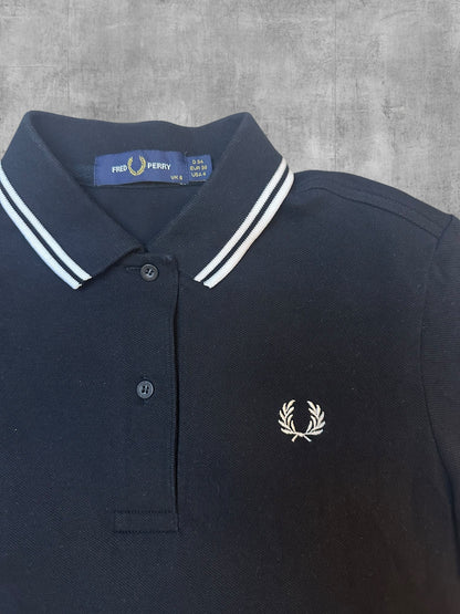Fred Perry Polo Shirt Schwarz Weiß Frauengröße XS