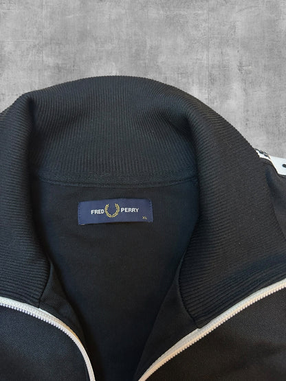 Fred Perry Trainingsjacke Taped Schwarz Weiß XL