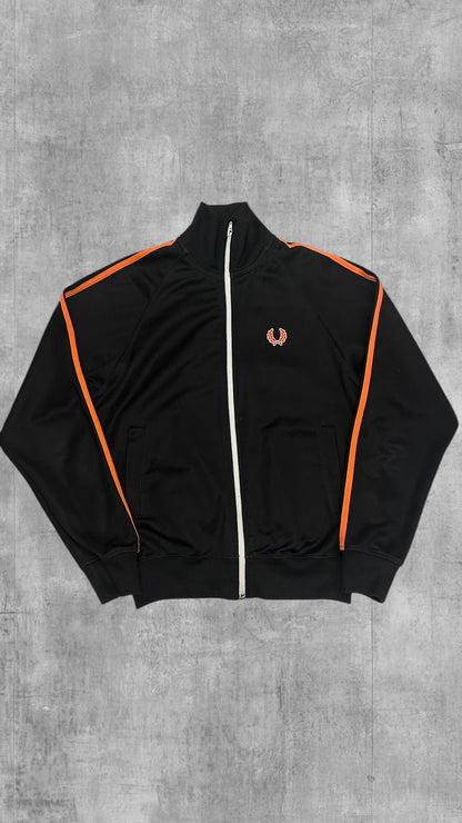 Vintage Fred Perry Trainingsjacke Taped Zip Jacke Schwarz Rot Weiß M