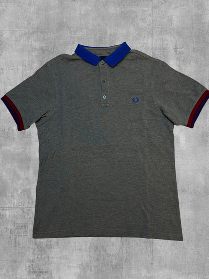 Fred Perry Polo Shirt Grau Blau Weinrot M Slim Fit