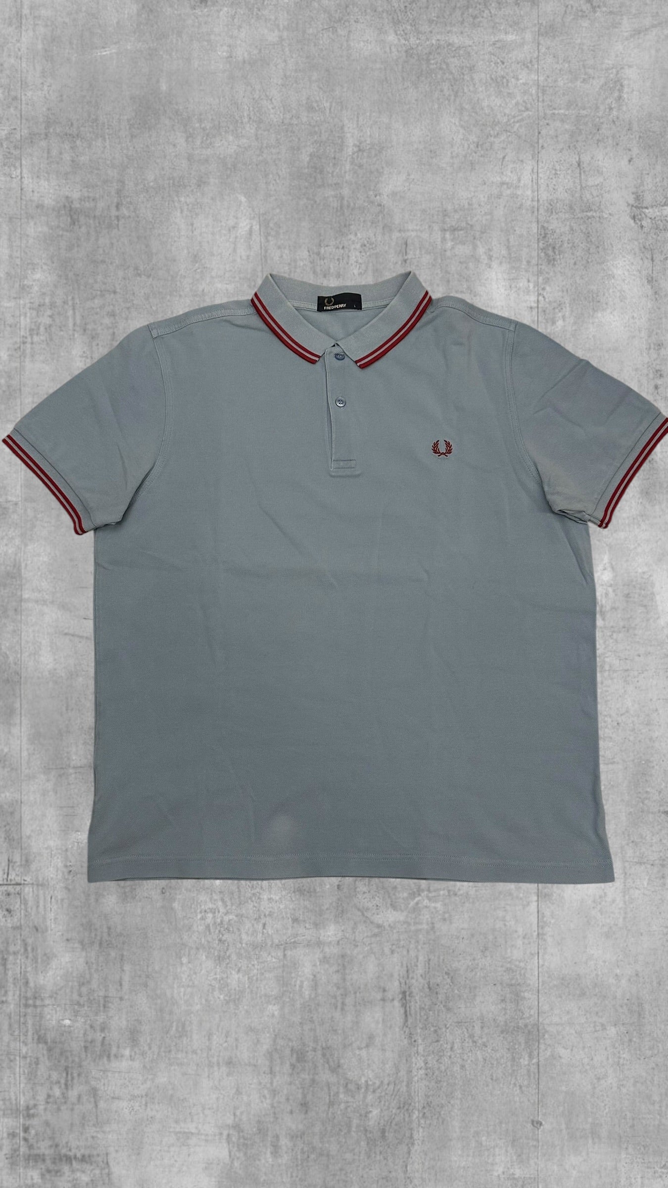 Fred Perry Polo Shirt Hellblau Weinrot L