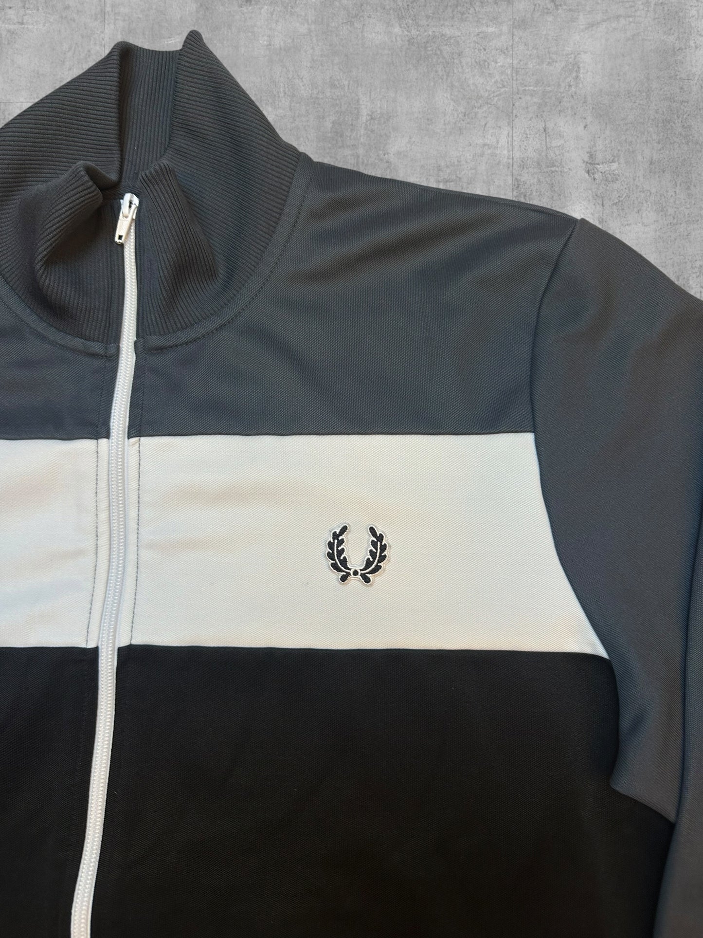 Fred Perry Trainingsjacke Grau Schwarz Weiß XL