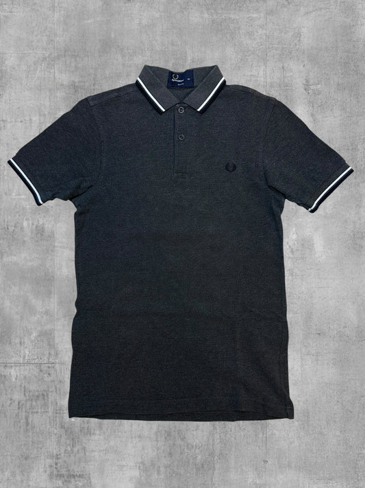 Fred Perry Polo Shirt Grau Schwarz Weiß XS Slim Fit