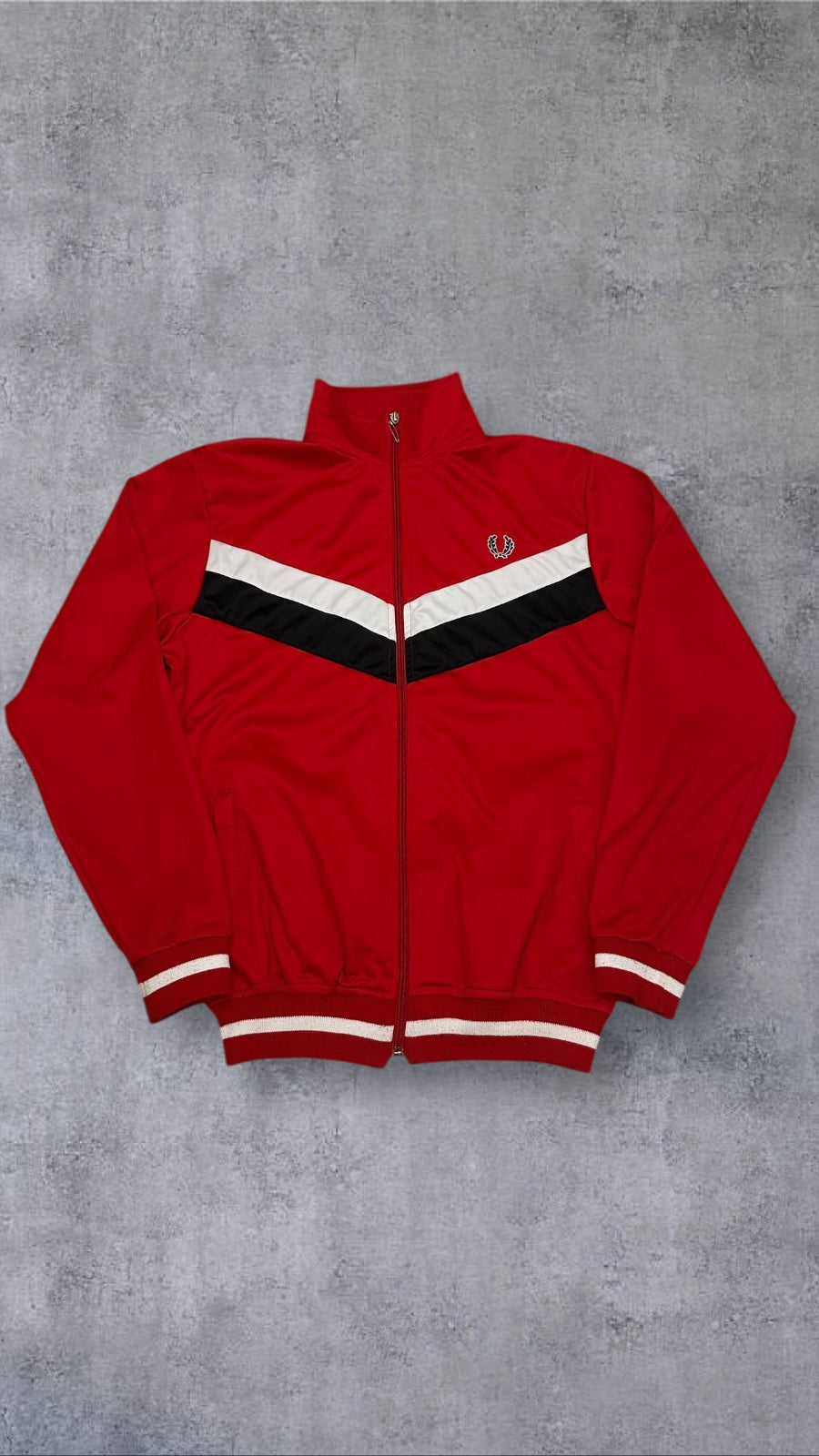 Fred Perry Vintage Trainingsjacke Taped Zip Jacke Rot L