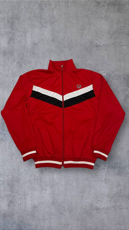 Fred Perry Vintage Trainingsjacke Taped Zip Jacke Rot L