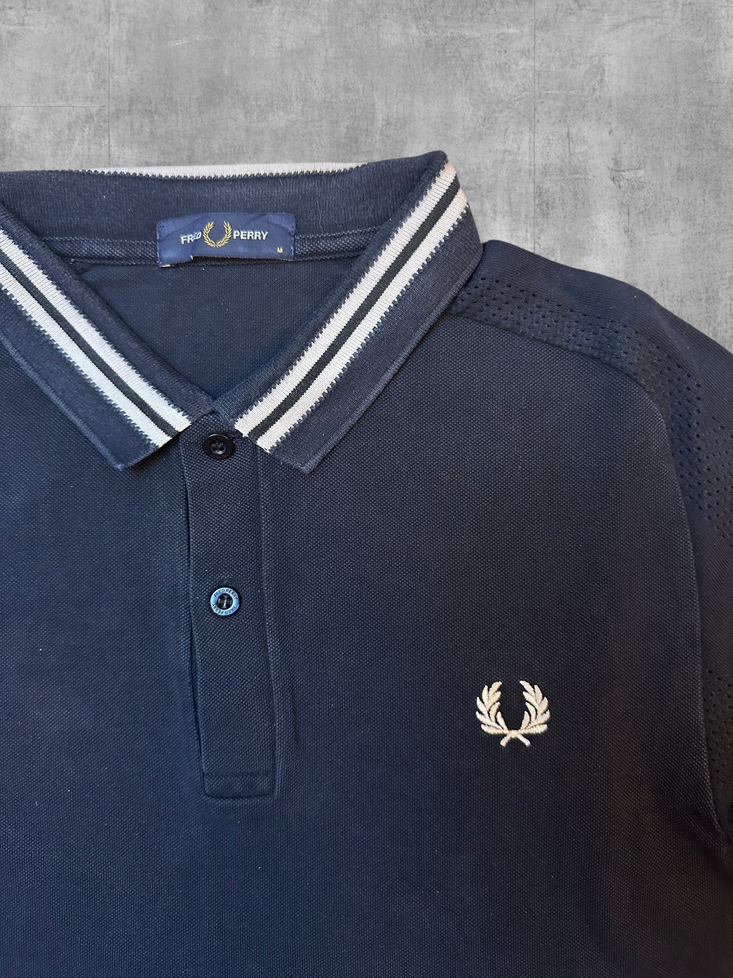 Fred Perry Polo Shirt Schwarzblau Weiß M