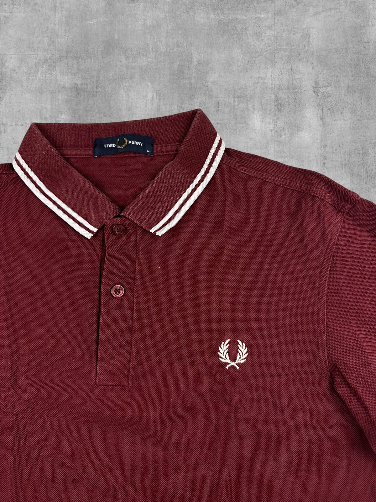 Fred Perry Polo Shirt Weinrot Weiß M