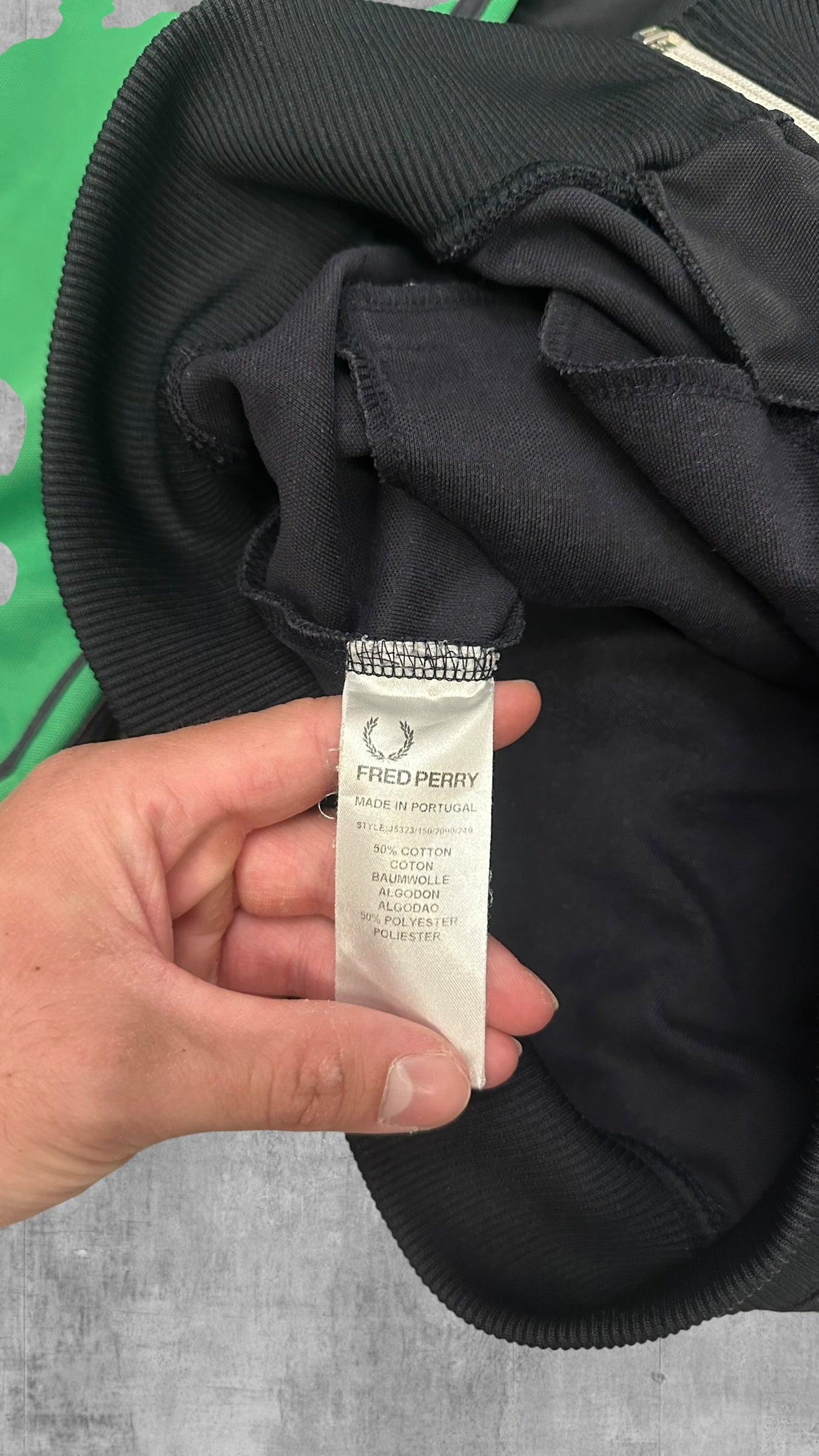 Fred Perry Trainingsjacke Taped Schwarz Grün Weiß M