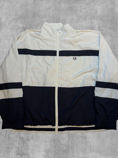 Fred Perry Vintage Windbreaker Jacke Schwarz Weiß XL