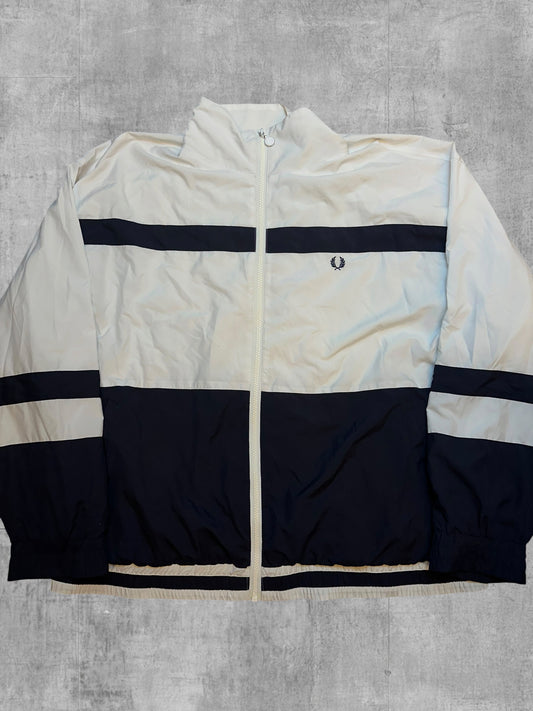 Fred Perry Vintage Windbreaker Jacke Schwarz Weiß XL