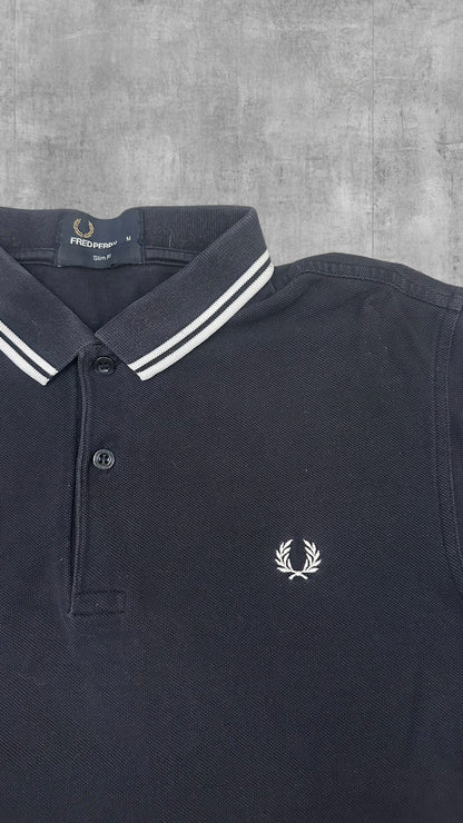 Fred Perry Polo Shirt Schwarz Weiß M Slim Fit