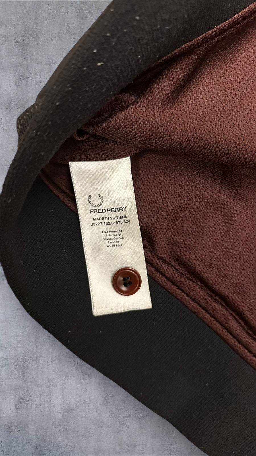 Fred Perry Vintage Bomberjacke Grau Bordeaux Rot L