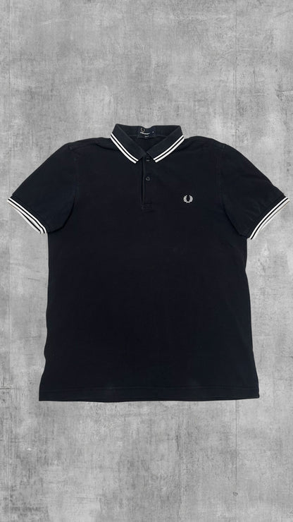 Fred Perry Polo Shirt Schwarz Weiß M Slim Fit