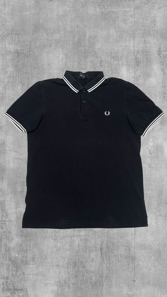 Fred Perry Polo Shirt Schwarz Weiß M Slim Fit