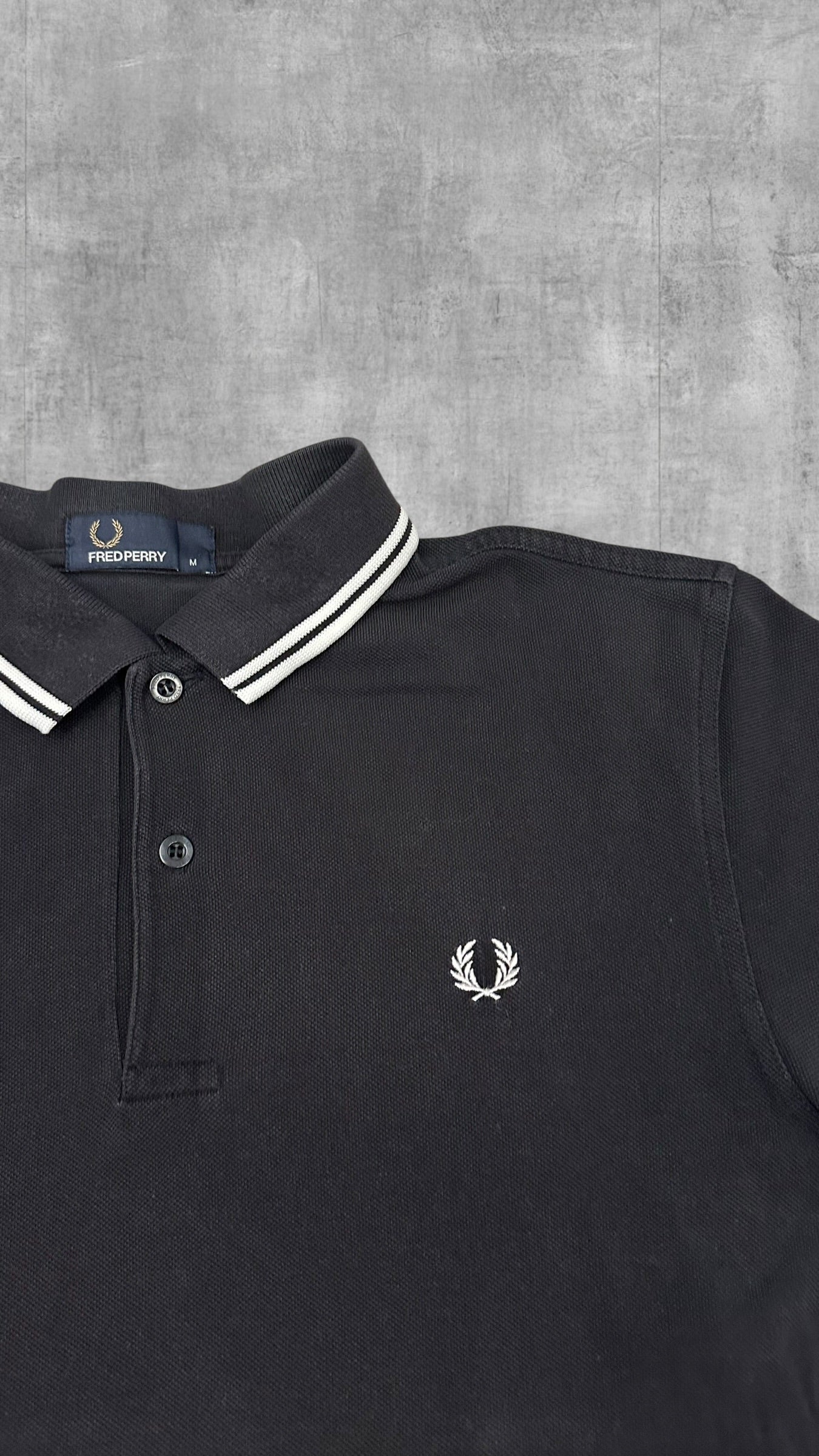 Fred Perry Polo Shirt Schwarz Weiß M
