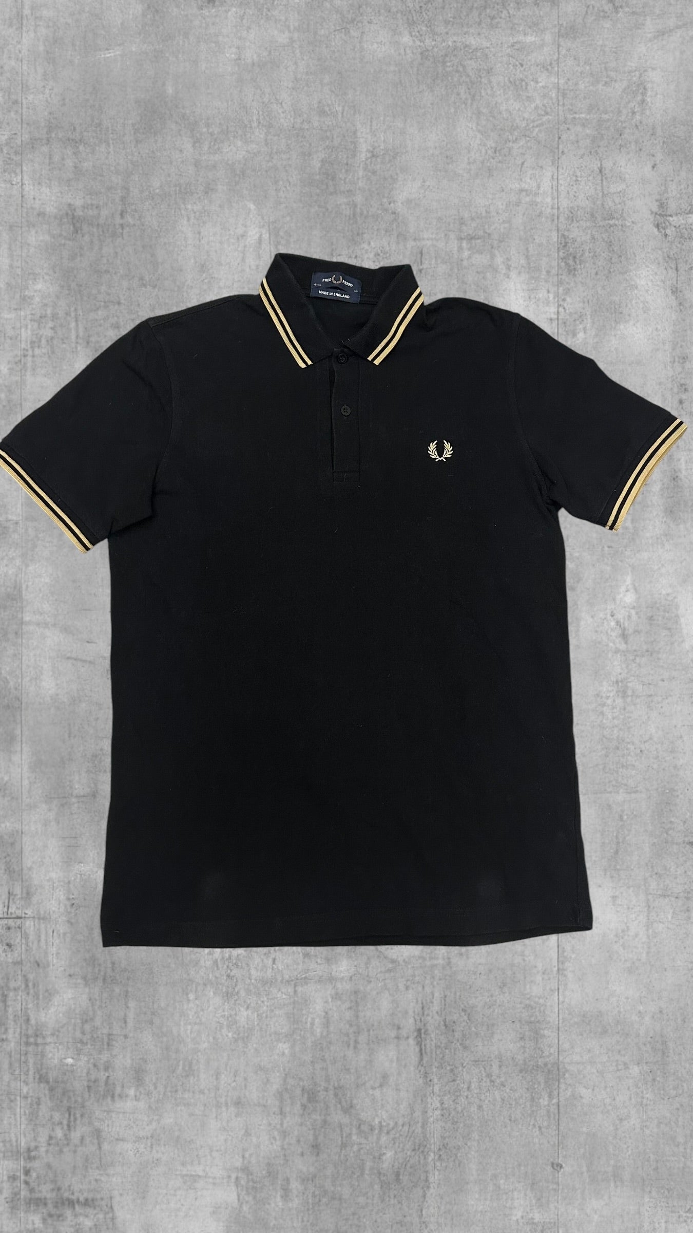 Fred Perry Polo Shirt Schwarz beige M
