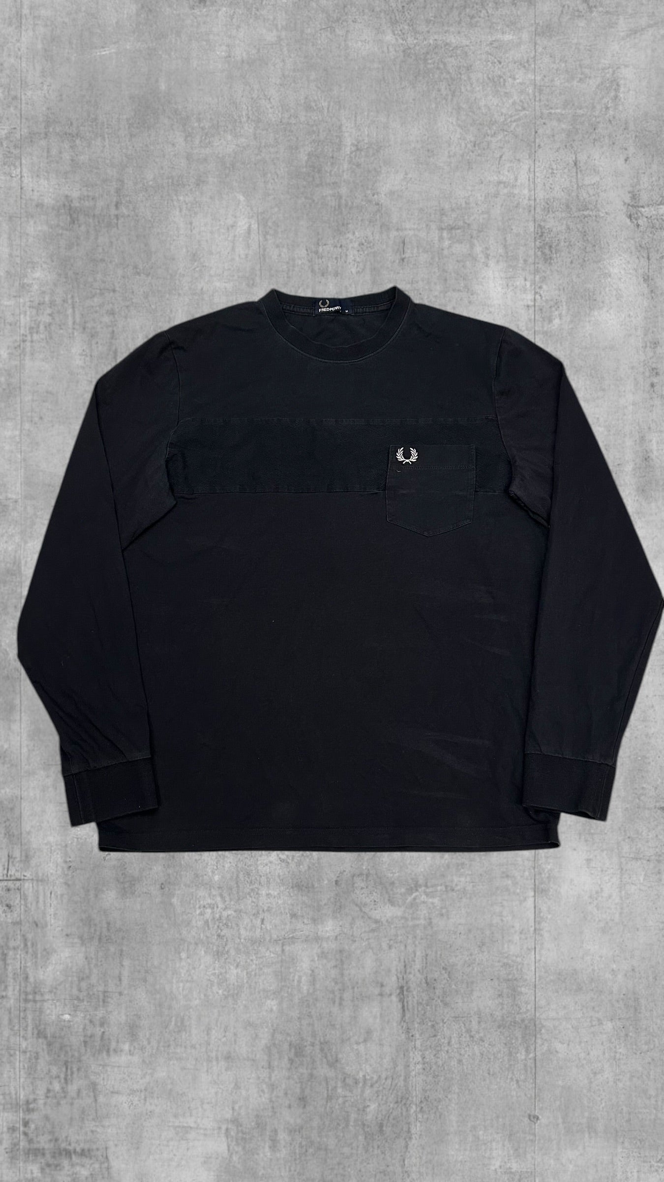 Fred Perry Longsleeve dünnes Sweatshirt Schwarz M