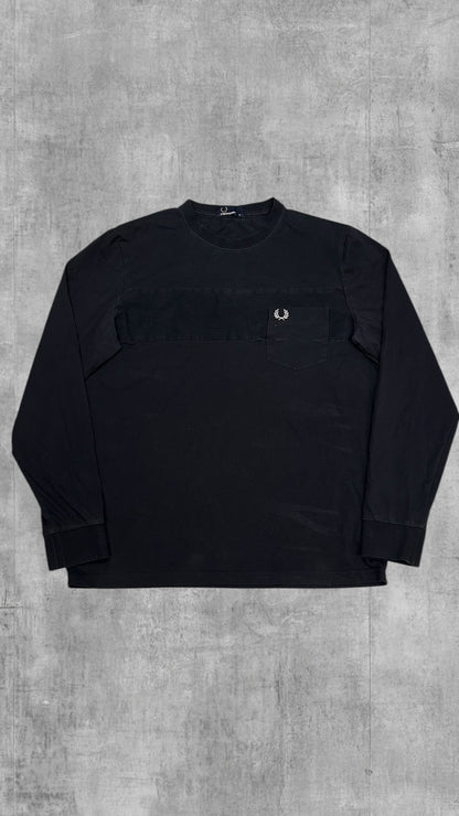 Fred Perry Longsleeve dünnes Sweatshirt Schwarz M