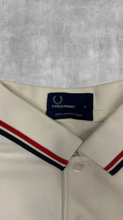 Fred Perry Polo Shirt Weiß Schwarz Rot S