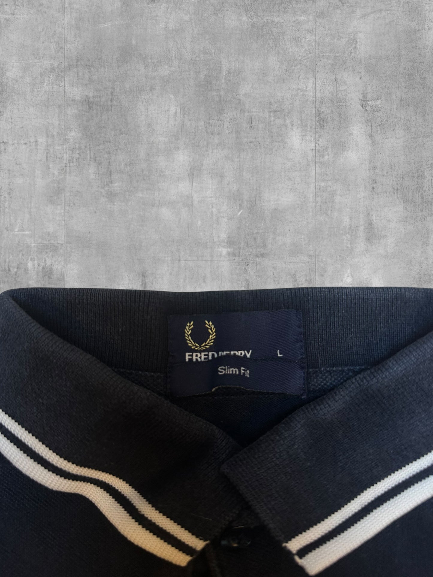 Fred Perry Polo Shirt Schwarz Weiß L Slim Fit