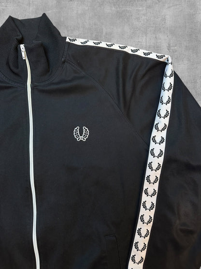 Fred Perry Vintage Trainingsjacke Taped Schwarz Weiß L