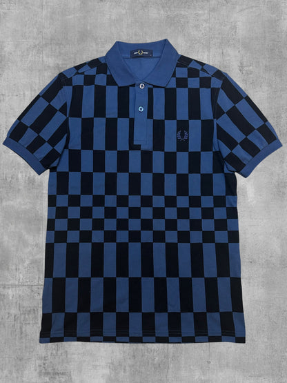 Fred Perry Polo Shirt Schwarz Blau Karriert S