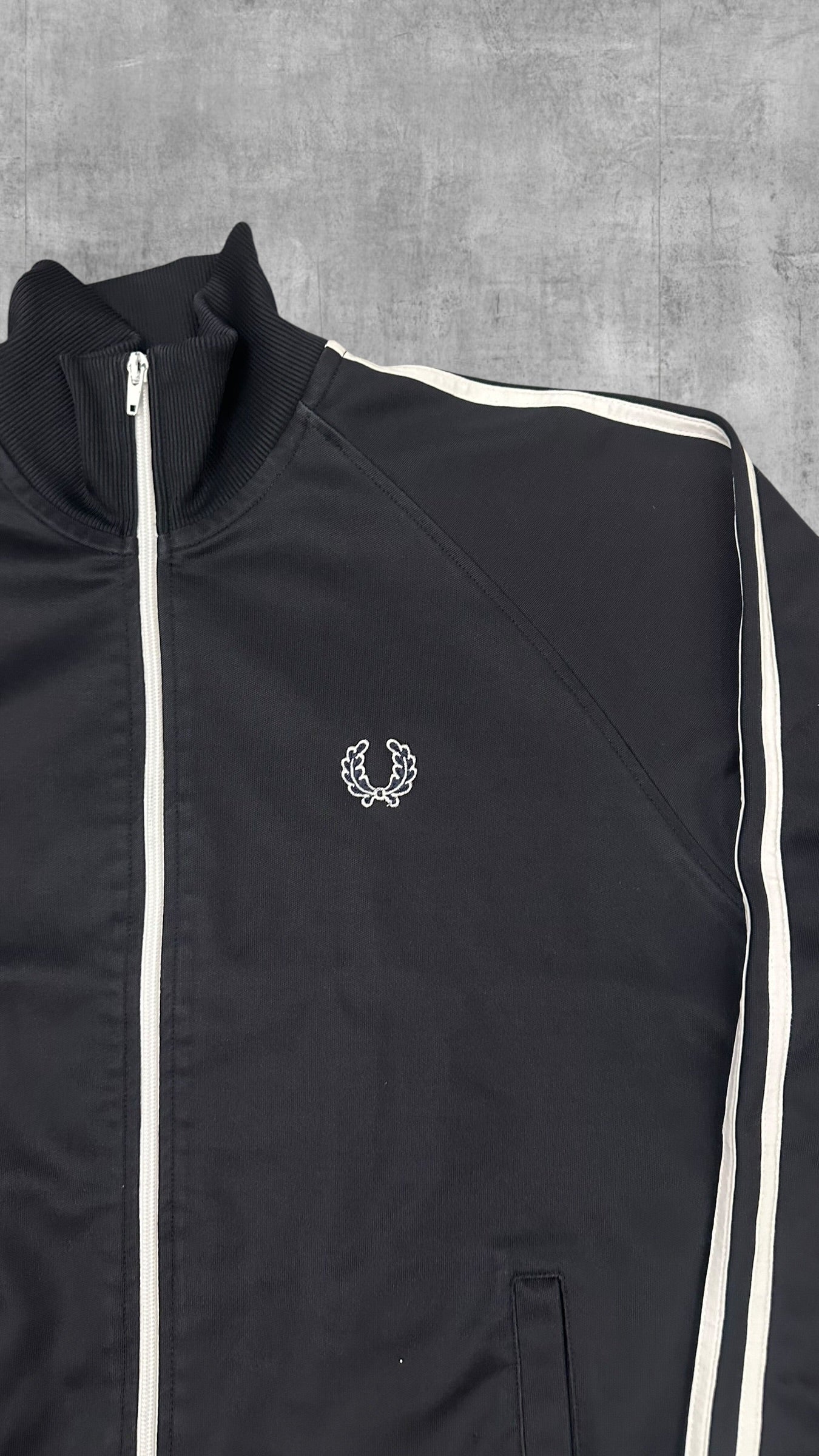 Fred Perry Vintage Trainingsjacke Schwarz Weiß L