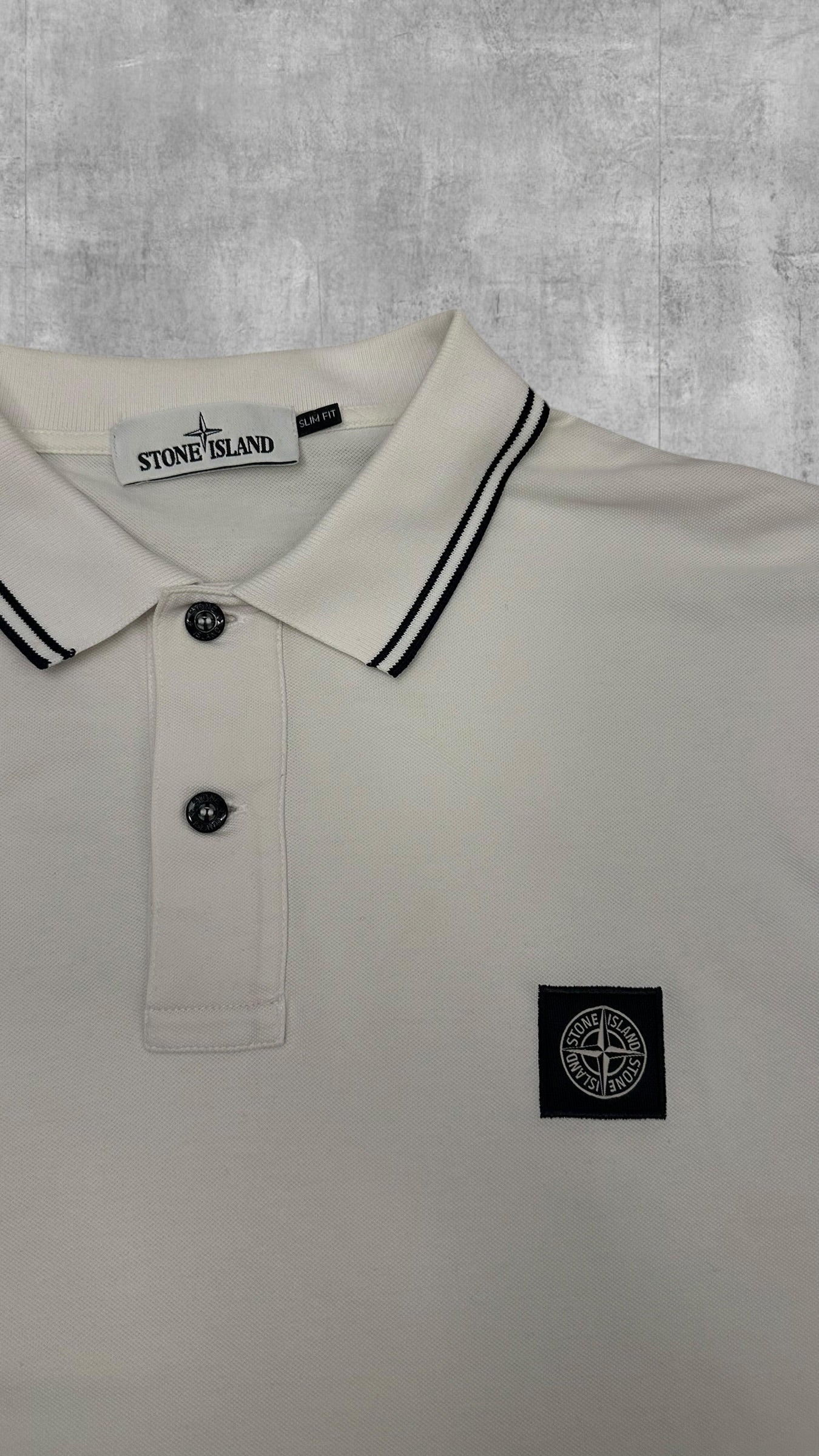 Stone Island Polo Shirt Weiß Schwarz XL