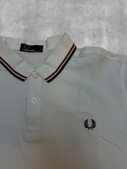Fred Perry Polo Shirt Weiß Schwarz Rot L