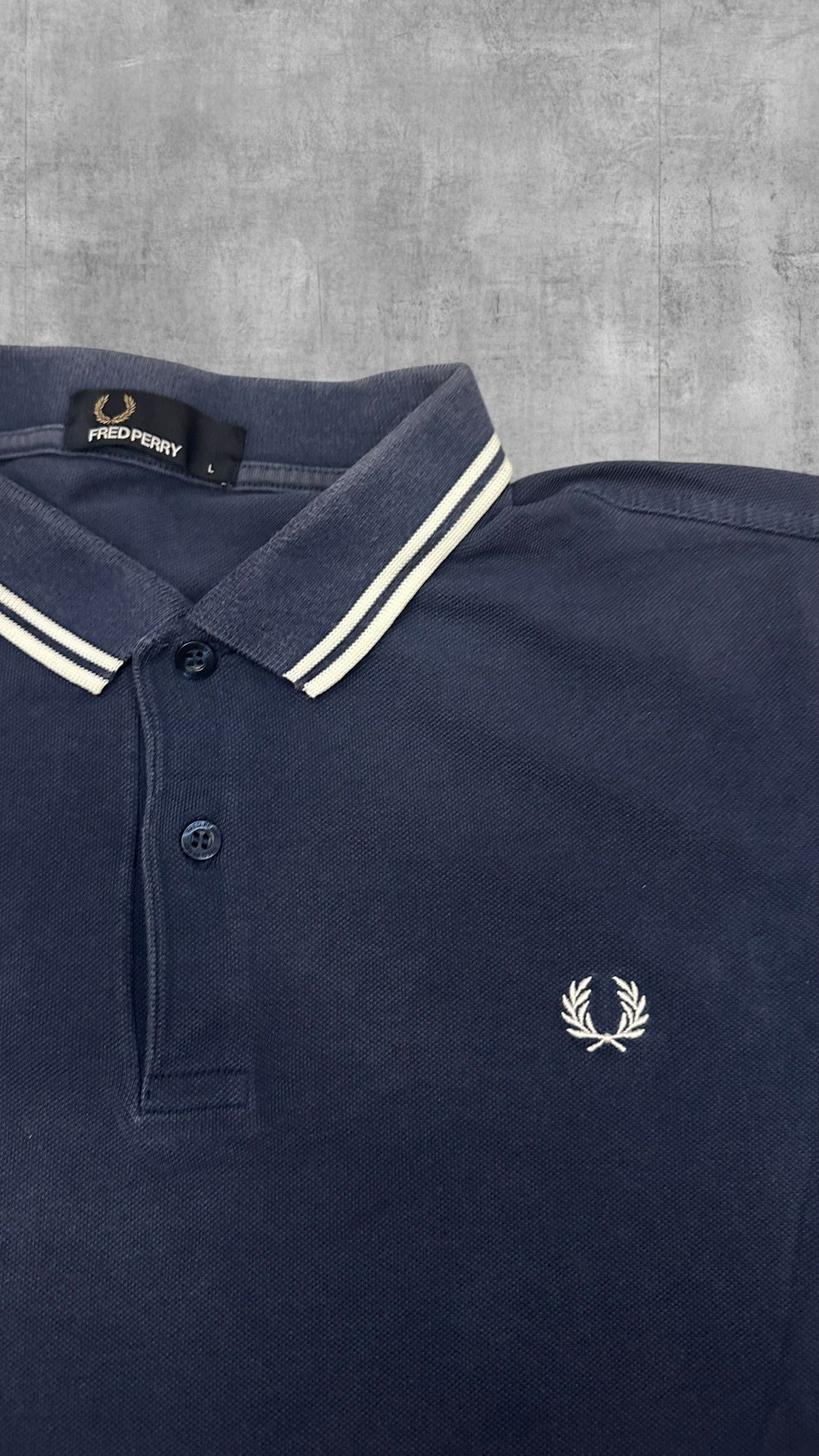 Fred Perry Polo Shirt Navy Blue White L