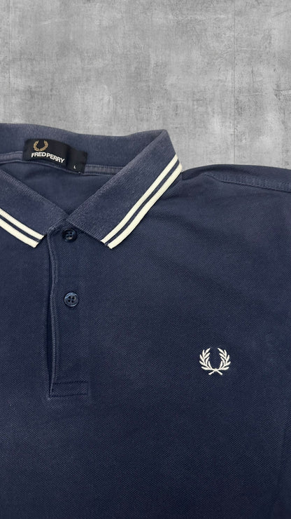 Fred Perry Polo Shirt Navy Blue White L